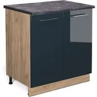 Vicco Fame-Line Keukenonderkast – 80 cm met legplank, WB Antraciet Donkerblauw hoogglans