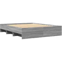 vidaXL Bedframe bewerkt hout grijs sonoma eikenkleurig 150x200 cm