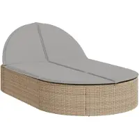 vidaXL Ligbed 2-persoons met kussens poly rattan beige
