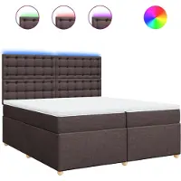 vidaXL Boxspring met matras stof donkerbruin 200x200 cm