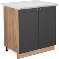 Vicco Fame-Line Keukenonderkast – 80 cm met legplank, WB Marmer Antraciet-goud