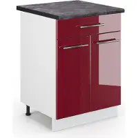 Vicco Fame-Line Keukenonderkast – 60 cm met lade, WB Antraciet Bordeauxrode hoogglans