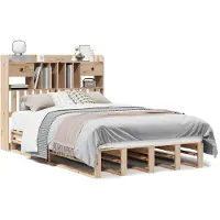 vidaXL Bed met boekenkast zonder matras massief grenenhout 135x190 cm