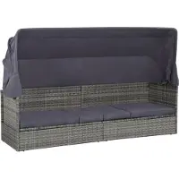 Syfax Tuinbed met luifel 205x62 cm poly rattan grijs