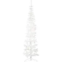 Prolenta Maison Exclusive - Kunstkerstboom, halver vorm, met voet, slank, wit, 210 cm