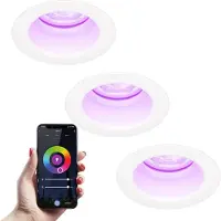 HOFTRONIC™ 3x Mari smart LED inbouwspot verzonken - 5.5 Watt - RGBWW - WiFi+BLE - Verwisselbare GU10 - Dimbaar - voor binnen en buiten - Wit