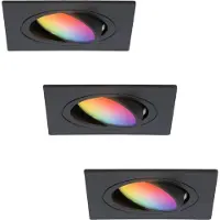 HOFTRONIC™ 3x Smart LED inbouwspot Mallorca Zwart 5.5 Watt RGBWW IP20 kantelbaar