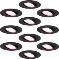HOFTRONIC™ Set van 10 stuks smart WiFi LED inbouwspots zwart Miro RGBWW kantelbaar IP20