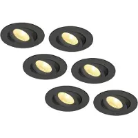 HOFTRONIC™ Set van 6 LED Inbouwspots Salerno zwart 8 Watt 2700K IP44 kantelbaar