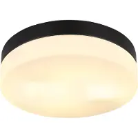Globo Buiten plafondlamp Vranos, mat zwart, Ø 24 cm, aluminium dimbaar, zwart, Aluminium, Modern, plafondlamp