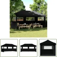 The Living Store De Living Store partytent, inklapbaar en opvouwbaar, met 3 zijpanelen, zwart