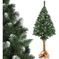 Kadax Kunstkerstboom op een stam 160 cm, dennenboom Ø ca. 70 cm met sneeuw bedekte punten, 20 takken en 8 boomkronen, kerstboom van PVC met standaard (diamantdromen 160 cm)