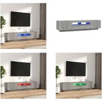vidaXL 2-delige Tv-meubelset met LED bewerkt hout grijs sonoma eiken - Tv-kast - Tv-kasten - Tv-meubel - Tv-meubel Met LED-verlichting