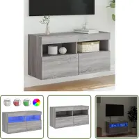 The Living Store Zwevend Tv-meubel - Tv-wandmeubel - Tv-wandmeubel met LED-verlichting 80x30x40 cm grijs sonoma - Led Tv-meubel - Grijze Tv-standaard - Houten Tv-meubel