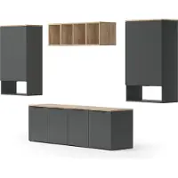 Vicco Wido Wandmeubel – 5 delen Antraciet
