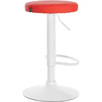 CLP Ponte Barkruk - Rond - Verstelbaar - Voetsteun - Kunstleer - wit/rood