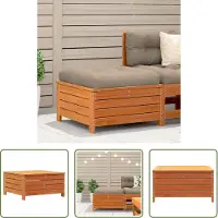 The Living Store Voetenbank - Tuin Bank - Tuinvoetenbank met kussen massief grenenhout wasbruin - Hout - Grenenhout - Lounge Set
