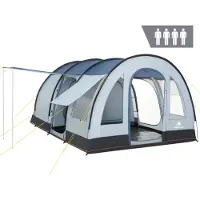 CampFeuer Tunneltent voor 4 personen, grijs/blauw, tunneltent met 3 ingangen, waterkolom van 5000 mm
