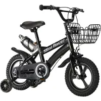 Buxibo Mini Racer - 12 Inch Kinderfiets met Zijwielen – Stoere Fiets voor Kinderen 2-4 Jaar – Verstelbaar Zadel en Stuur – Met Opbergbak en Mand - Perfect voor Leren Fietsen - Zwart