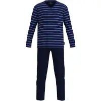 Götzburg Pyjama lang navy / azuur / pastelblauw / karmijnrood