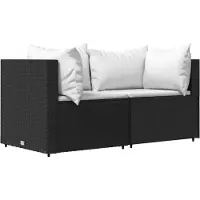 Syfax Tuinhoekbanken met kussens 2 st poly rattan zwart