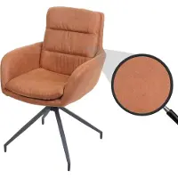 Mendler Eetkamerstoel -K32, keukenstoel fauteuil stoel, draaibare auto positie, stof MVG ~ suède look bruin