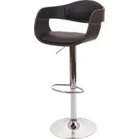 Mendler Barkruk -A47b, barkruk tegenkruk, retro design, hout imitatieleer ~ zwart