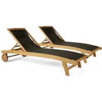 Oviala - Set van 2 ligstoelen in zwart eucalyptus - Aubagne