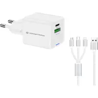 Conceptronic ALTHEA16W oplader, 2 poorten, 33W, 1x USB-C, 1x USB-A + 3-in-1 adapter