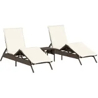 Syfax Ligstoelen 2 st met tafel poly rattan bruin