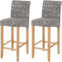 Generique Lot de 2 tabourets de bar MENDLER HWC-C33 tissu words fabric, gris, pieds clairs