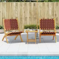 Prolenta Maison Exclusive - Opklapbare stoelen, 2 stuks, gemaakt van massief acaciahout in rode tint en voorzien van een stoffen zitting