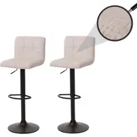 MCW Set van 2 barkrukken -G87, barkruk barstoel, in hoogte verstelbaar draaibaar, chenille stof (465g/m²) ~ crème-beige