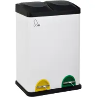 SVITA TC2X20 keukenafvalemmer 40 liter - 2x20L afvalemmer 2-persoons afvalemmer afvalscheiding pedaalemmer staal wit
