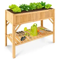 Arebos houten verhoogd bed met plank, plantenbak Groenten Kruiden Balkon Bloemen