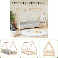 The Living Store Houten Bed - Kinderbed - Kinderbedframe 90x200 cm massief grenenhout - Peuterbed - Grenenhout Bed - Kids Bed