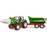 BRUDER ROADMAX Tractor met voorlader en kiepaanhanger 1:16