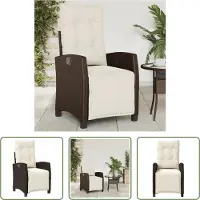 The Living Store Lounge Stoel - Tuinstoel - Tuinstoel verstelbaar met voetensteun poly rattan bruin - Buitendecoratie - Tuinset - Relaxstoelen