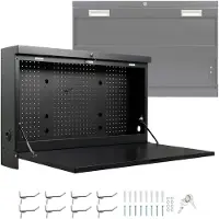 Wiltec wandmontabele werkbank, geschikt tot 50 kg, inklapbare werkbank van 91,2 x 69 x 61 cm met gatafwerking als achterwand, afsluitbare werkbank met 2 sleutels