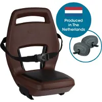 Qibbel Junior 6+ Fietsstoeltje Achter Bagagedrager bevestiging - Bruin - inclusief voetbeschermingsplaten en voetsteunen