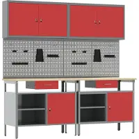 Syfax Werkbankset 8 st Rood en Grijs Gepoedercoat staal