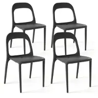 Oviala - Set van 4 zwarte plastic stoelen - Milan