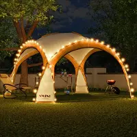 Swing&Harmonie LED-evenementenpaviljoen XXL DomeShelter 450cm, geschikt voor de tuin, inclusief zonnepaneel. Design tuintent, campingtent, feesttent met verlichting - oranje
