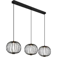 Globo Zwarte hanglamp Galway 3-lichts kooi