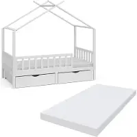 VitaliSpa Huisbed Franka Wit 80x160 cm met 2 laden en matras, Model 40403