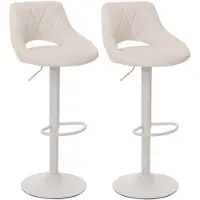Mendler Set van 2 barkrukken -N64, barkruk tegenkruk, draaibare voetensteun, imitatieleer metaal ~ wit