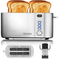 Zeegma Tostee Chef - Broodrooster - 4 Sleuven - LED-display - 1500W - 6 Rooststanden - Ontdooien & Opwarmen - Kruimellade - Automatische Uitschakeling - Hoog Liftmechanisme - Modern Design