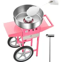 Vevor Elektrische Suikerspinmachine Commerciële Suikerspinmachine met Kar (1000W) met 52cm RVS Kom &amp; Suikerschep &amp; Lade