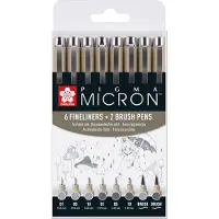 Bruynzeel Sakura Pigma Micron set - 8 stuks - licht koelgrijs &amp; koelgrijs