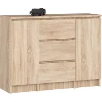 Akord Ladekast K100 met 3 Lades en 2 Deuren / Furniture Factory / Sonoma Eik / 101 x 76 x 35 cm
